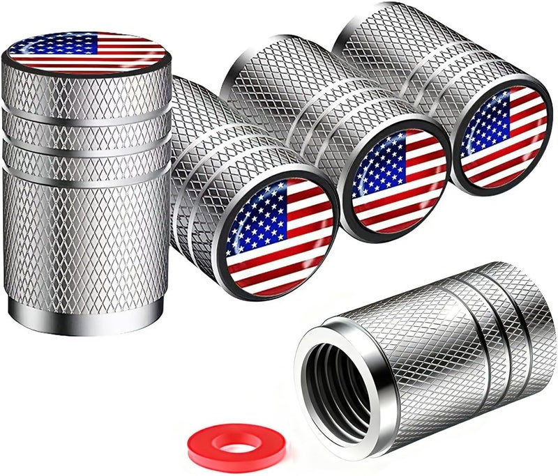 IJUSHND Tire Valve Stem Caps tire Valve Covers Valve stem Covers Silver 5 pcs/Pack Anodized Aluminum Tire Valve Cap Set Corrosion Resistant Universal Stem Covers for Cars Trucks Motorcycles SUVs and Bikes - Image 1